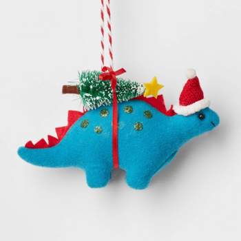 Fabric Stegosaurus with Tree Christmas Tree Ornament Blue - Wondershop™