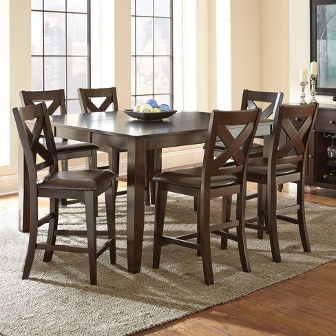 7pc Crosspointe Counter Height Extendable Dining Table Set Dark Cherry Steve Silver Target