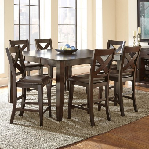 7pc Crosspointe Counter Height, Counter Height Wood Table And Chairs