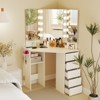 Tangkula Corner Makeup Vanity Desk Makeup Dresser Table with 4 Color Lighting - 2 of 4