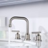 WOWOW 8 in. Widespread Double Handle Bathroom Faucet with Drain Kit in Brushed Nickel-2 PCS - image 2 of 4