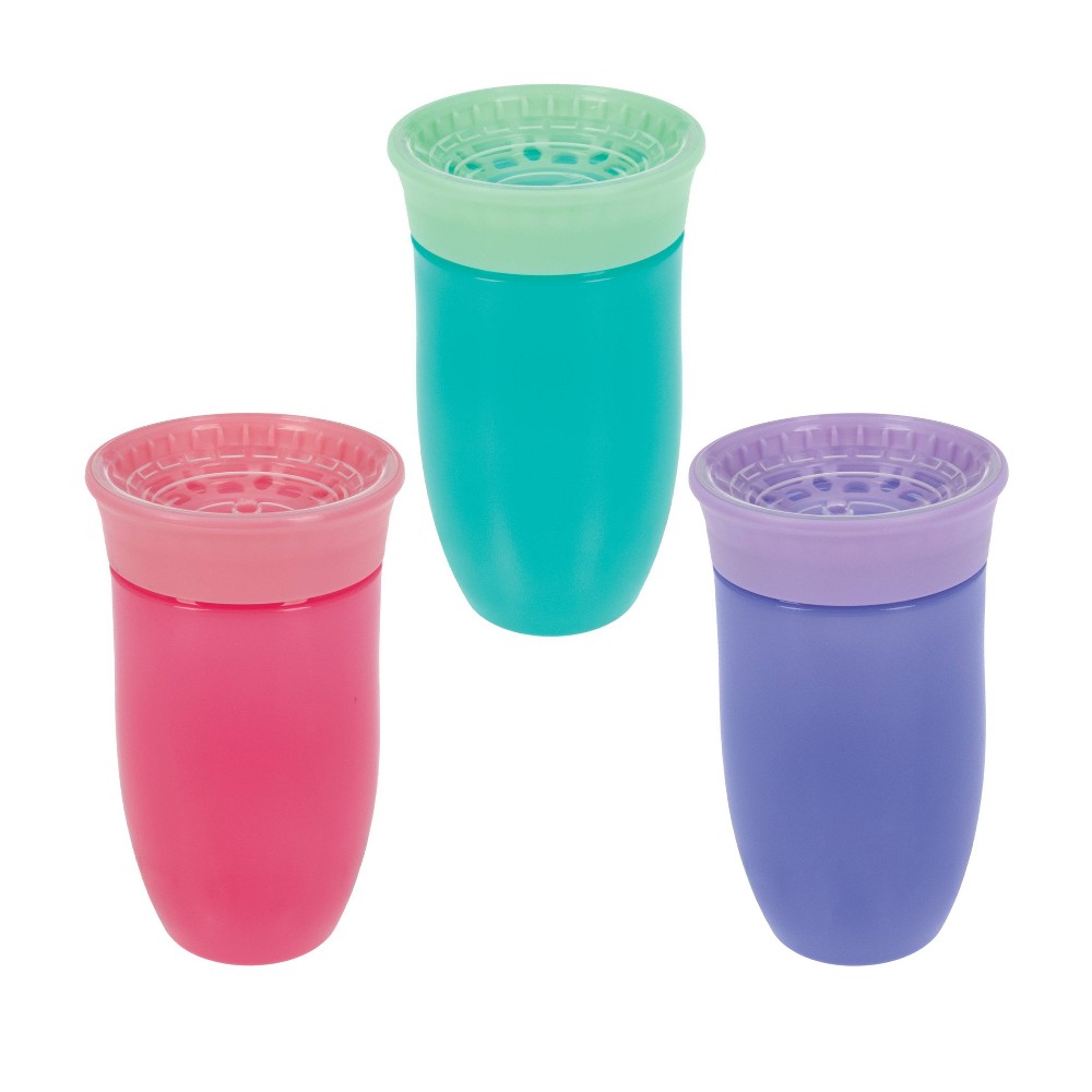 Photos - Glass Nuby 10oz 360 Sippy Cup - Girl - 3pk 