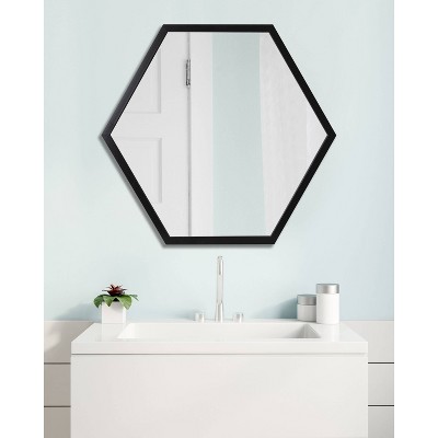 Laverty 24" x 26" Modern Hexagon Black Framed Wall Mirror