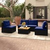 Tangkula 5 Piece Outdoor Furniture Set w/ Seat & Back Cushions Acacia Wood Tabletop - 3 of 4