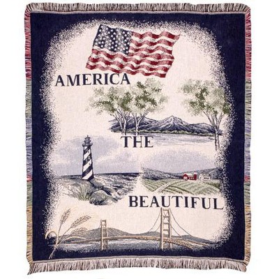 Simply Home America The Beautiful Pictorial Afghan Throw 50" x 60"