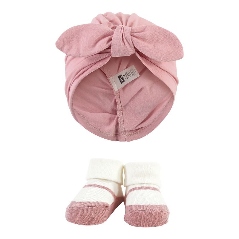Hudson Baby Infant Girl Turban and Socks Set, Fall Botanical, One Size, 4 of 5