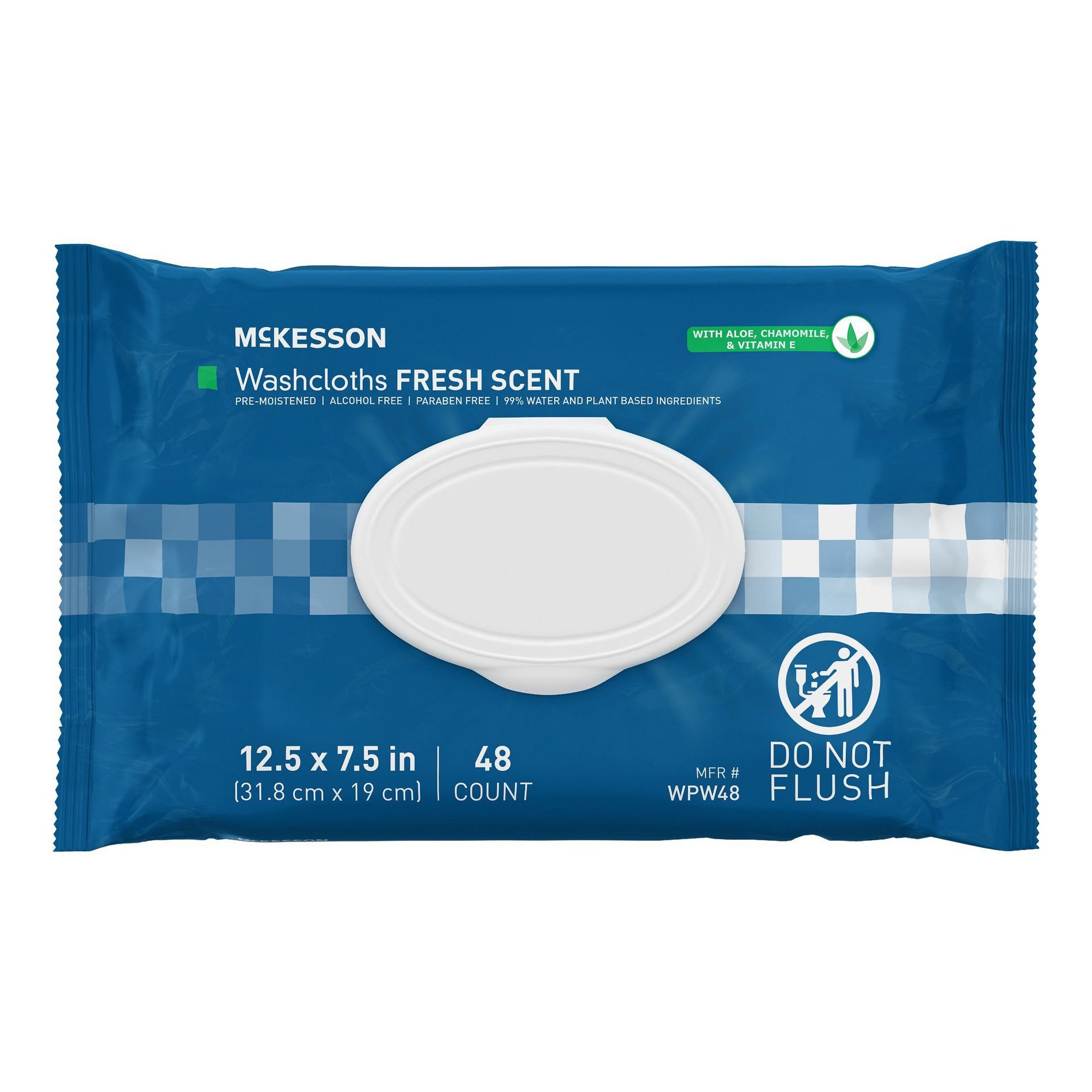 McKesson Washcloth Wipes, Scented - Disposable Wet Wipes for Adults - No-Rinse Formula - 48 Wipes Per Pack, 48 Count, 12 Packs, 576 Total