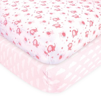Luvable Friends Baby Girl Fitted Crib Sheet, Girl Basic Elephant, One Size