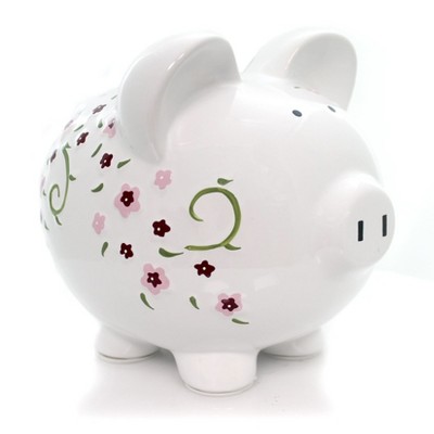 Bank 7.75" Large Shabby Chic Pig Bank Flowers Money Saving  -  Decorative Banks
