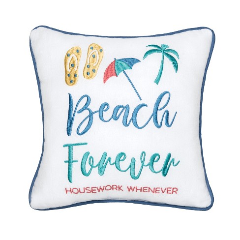 C&F Home 10" x 10" Beach Forever Small Petite  Size Accent Throw Pillow - image 1 of 3