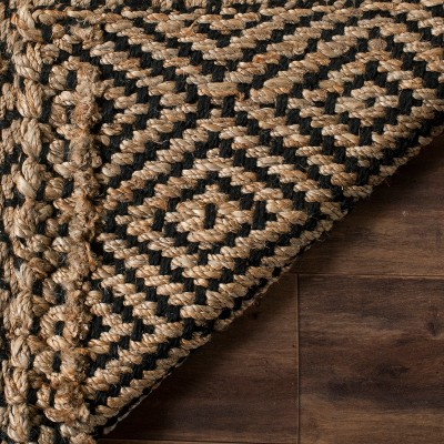 Natural Black Hand-Woven Jute Area Rug, 5' x 8'