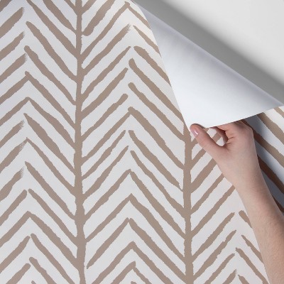 Herringbone Stripe Peel &#38; Stick Wallpaper Tan - Threshold&#8482;_1