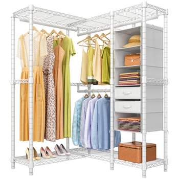 VIPEK V6 Wire Garment Rack Heavy Duty Clothes Rack Metal with Shelves,  Freestanding Portable Wardrobe Closet Rack for Hanging Clothes 74.4 L x  17.7