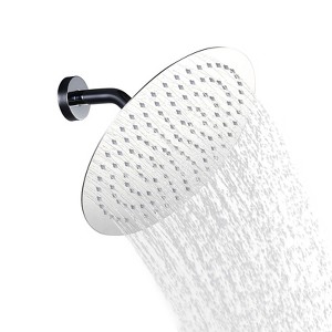WOWOW 1-Spray Patterns with 1.8 GPM 8 in. Wall Mount Rain Fixed Shower Head in Brushed Nickel - 1 of 4