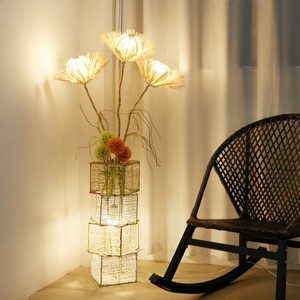 Pastoral Led Floor Lamp Hand-Woven Rattan Wicker Floor Standing Home Accent Lamp - 1 of 4