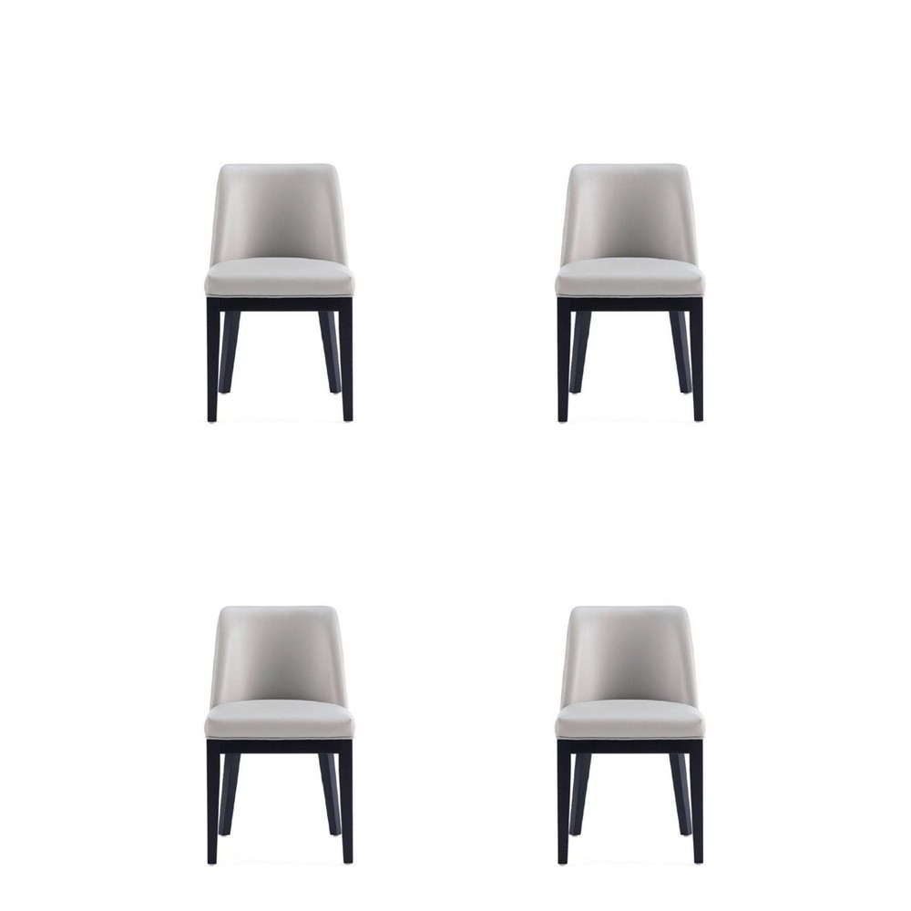 Photos - Dining Table MANHATTAN Set of 4 Gansevoort Modern Faux Leather Dining Chairs Light Gray - Manhatt 