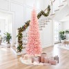 LuxenHome 7ft Pre-Lit Pink Slim Christmas Tree with Metal Stand & 8 Light Modes - 2 of 4