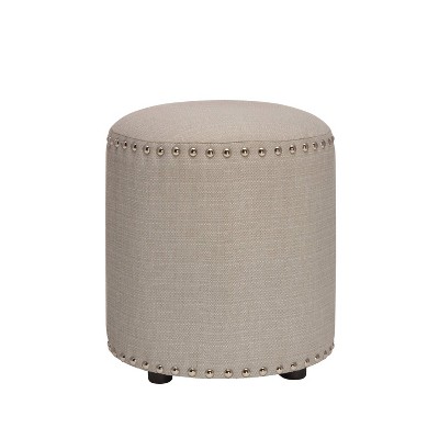 18.5" Laura Round Backless Upholstered Vanity Stool Light Linen Gray - Hillsdale Furniture