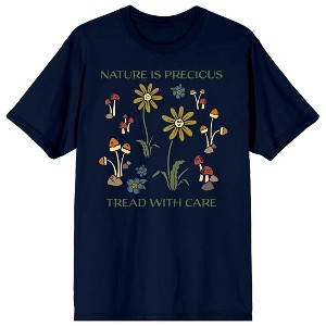 Elevation 7573 Nature Is Precious, Tread With Care Plants Men's Navy Blue Short Sleeve Crew Neck Tee - 1 of 3
