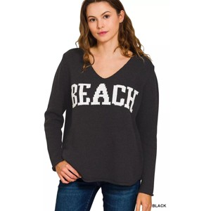 I am a Fashion junky Zenana Beach V Neck Sweater - 1 of 3