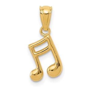 Black Bow Jewelry 14k Yellow Gold Small 2D Double Note Pendant, 8mm (5/16 inch) - 1 of 4