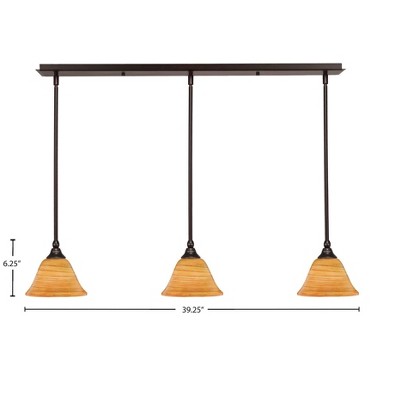 Toltec Lighting Any 3 - Light Chandelier in  Dark Granite with 7" Firré Saturn Shade