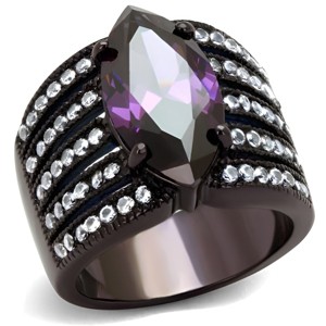 Slickblue Women’s Stainless Steel Ring with Clear or Amethyst CZ, Marquise Center, Silver or Brown, Size 5-10 - 1 of 4