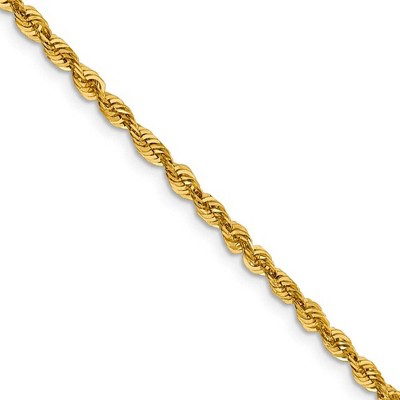 Black Bow Jewelry 3mm 10k Yellow Gold Diamond Cut Hollow Rope Chain Necklace