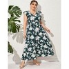 Clearlove Women's Summer Plus Size Dress Ruffle Cap Sleeveless V Neck Side Split Long Beach Maxi Dress - 4 of 4