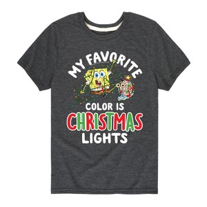 Boys' - SpongeBob SquarePants - My Favorite Color Is Christmas Lights Short Sleeve Graphic T-Shirt - 1 of 4