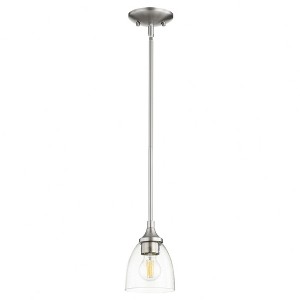 Quorum Lighting Enclave 1-Light Mini Pendant, Satin Nickel, Glass, Stem Hanging, 5.5W x 7H, Dry Rated - 1 of 1