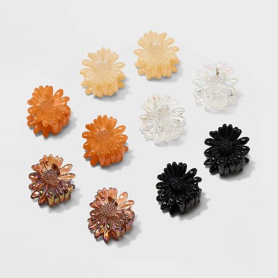 Flower Mini Claw Hair Clips 10pk - Wild Fable™ Multicolor Neutrals