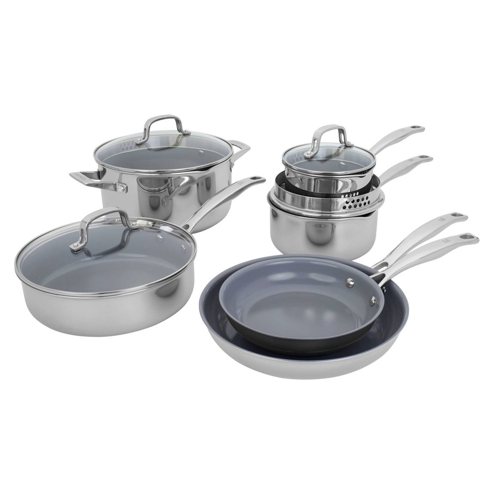 Zwilling Spirit Ceramic Nonstick Cookware Set, 10-pc, Stainless Steel :  Target