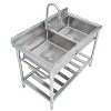 Acekool Stainless Utility Sink 41"x23"x45", Double Compartment Commercial Sink for Kitchen, Laundry, Garage, Outdoor - 2 of 4