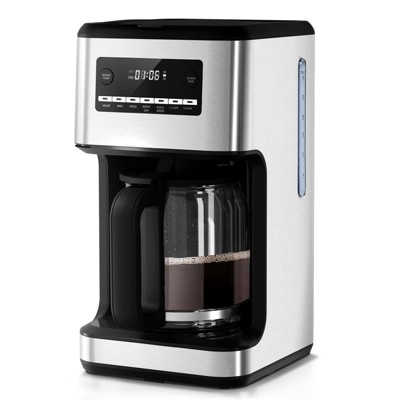 R.W.FLAME 14-Cup Coffee Maker, 24-Hour Programmable Coffee Brewer, Keep Warm, Drip Free, Washable Filter, Stainless Steel, Silver