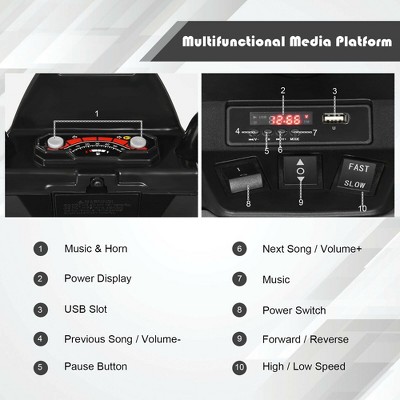 12V Black Kids Quad Ride On ATV with LED Lights