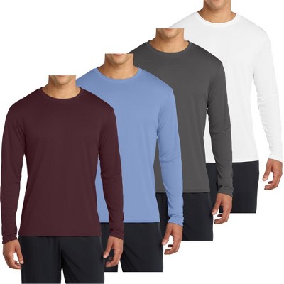 Mafoose 4-Pack Men's Long Sleeve Quick-Dry Performance T-shirts - UPF 50 Sun Protection
