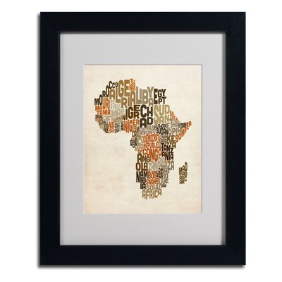 Trademark Fine Art -Michael Tompsett 'Africa Text Map' Matted Framed Art