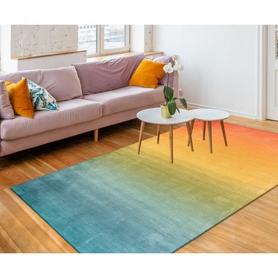 Ombre Elegance Handmade Wool Rectangular Rug in Blue - 7'6" x 9'6"