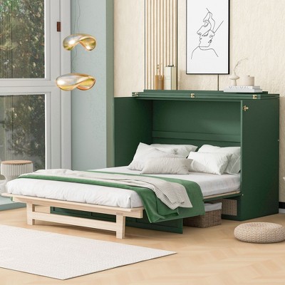 NicBex Queen Size Murphy Bed 80.4" Wooden Frame Murphy Bed Morden Hideaway Wall Bed with Top Shelf and 1 Spacious Drawer for Apartment