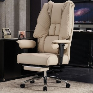 Efomao Big and Tall Office Chair 400lbs, PU Leather High Back Executive Office Chair with Footrest - 1 of 4