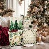 Christmas Throw Pillow Covers 18x18, Christmas Tree Pinecore Snowflake Green and Gold Pillow Cases Set of 4 - 4 of 4