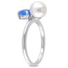 EVERLY JEWELRY | Sterling Silver 3/5 CT TGW Blue Dyed Quartz And 7 - 7.5 MM White Freshwater Cultured Pearl Fashion Ring - 2 of 4