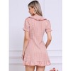 INSPIRE CHIC Women's Plaid Gingham Puff Sleeve Ruffle Peter Pan Collar Vintage Dress - 4 of 4