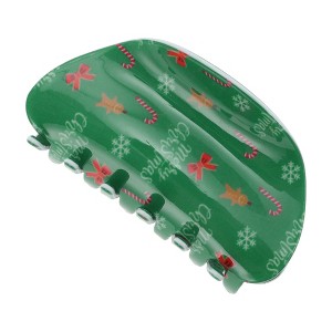 Unique Bargains Christmas Hair Clips Semicircle Crutch for Christmas 3.35"x1.77"x1.77" Green 1 Pc - 1 of 4