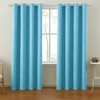 Home Mart Goods 2 Piece Light Blue Solid Silky Geometric Embossed Blackout Grommet Window Curtain Panel Set - 108" Long - 2 of 4