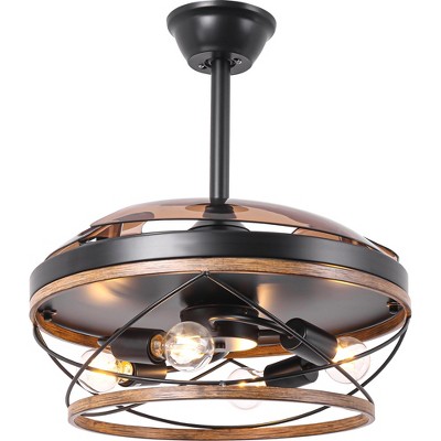 Bella Depot 42" Rustic Brown Retractable Cage Ceiling Fan with Light