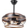 Bella Depot 42" Rustic Brown Retractable Cage Ceiling Fan with Light - 3 of 4