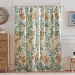 Barefoot Bungalow Atlantis Curtain Panel Pair - Set of 2 - 42x63" and 3x24", Jade - 1 of 4