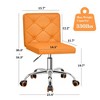 VECELO PU Leather Armless Office Chair, Adjustable Height & 360° Rolling Swivel for Home or Office, Orange - 3 of 4